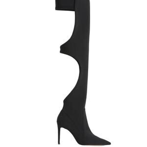 NWOT Good American Black Over The Knee Cut Out Boots SZ 7